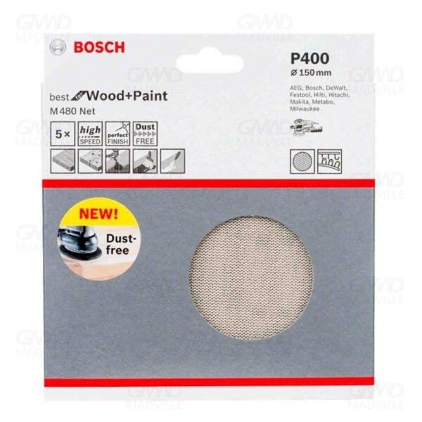 Disco de Lixa com Velcro 150mm Gr 400 - 5un Bosch - 1