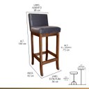 Ver imagem 2 de Kit 2 Banquetas Alta Estofada para Bancada Gourmet 38x100 cm Espanha Madeira Castanho Suede Cinza Cc