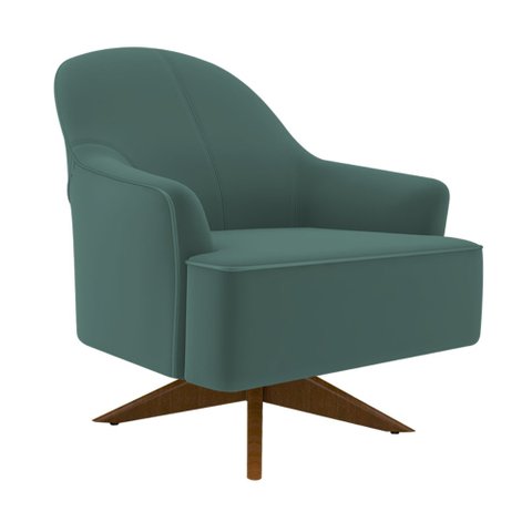 Poltrona Giratória 73cm Epic Veludo Verde Petróleo - Sallar Home