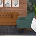 Ver imagem 2 de Poltrona Giratória 73cm Epic Veludo Verde Petróleo - Sallar Home