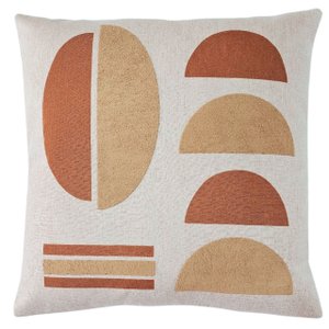 Capa Almofada Linho Aplique Boucle Estampa 45x45cm Terracota