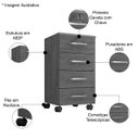 Ver imagem 6 de Kit 3 Gaveteiros para Escritório com Chave e Rodízios 4 Gavetas Gávea Branco
