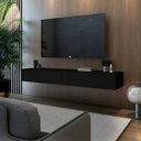 Ver imagem 1 de Rack Suspenso 1,40cm Móveis Eros Design Elegante e Organização Premium em Mdf:preto