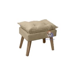 Poltrona/cadeira Decorativa e Puff Glamour Opala com Pés Quadrado Bege Linho - 3