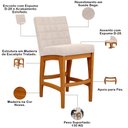 Ver imagem 5 de Banqueta Baixa para Cozinha Bancada Bar Sala de Jantar Fixa Mila L02 Suede Bege - Lyam Decor