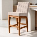 Ver imagem 1 de Banqueta Baixa para Cozinha Bancada Bar Sala de Jantar Fixa Mila L02 Suede Bege - Lyam Decor