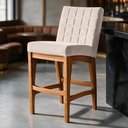 Ver imagem 4 de Banqueta Baixa para Cozinha Bancada Bar Sala de Jantar Fixa Mila L02 Suede Bege - Lyam Decor