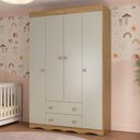 Ver imagem 1 de Guarda-roupa Infantil 122cm 4 Portas e 2 Gavetas Realeza Multimóveis Mp4453 Madeirado/off White