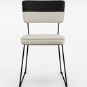 Ver imagem 6 de Kit 02 Cadeiras Decorativas Estofada Allana L02 Faixa Corano Preto Linho Champagne - Lyam Decor
