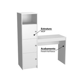Escrivaninha Fortaleza com 3 Portas e 1 Nicho - Branco - 2