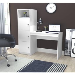Escrivaninha Fortaleza com 3 Portas e 1 Nicho - Branco - 1