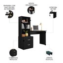 Ver imagem 3 de Mesa Escrivaninha com Estante Livreiro 138cm Jay Preto Z49 - Mpozenato