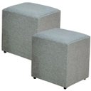 Ver imagem 1 de Kit 2 Puffs Quadrado Decorativo Sala de Estar Linho Cinza Escuro