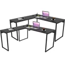 Ver imagem 1 de Kit 02 Mesas para Escritório Home Office Estilo Industrial em L Form C01 150x150 Preto Onix - Lyam D