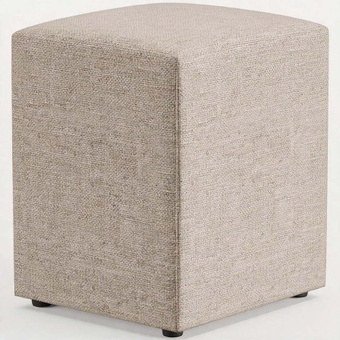 Puff Quadrado Decorativo Sala de Estar Linho Bege