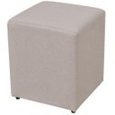 Ver imagem 1 de Puff Quadrado Decorativo Sala de Estar Linho Bege