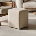 Ver imagem 2 de Puff Quadrado Decorativo Sala de Estar Linho Bege
