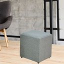 Ver imagem 2 de Puff Quadrado Decorativo Sala de Estar Linho Cinza Escuro