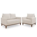 Ver imagem 1 de Conj. 01 Poltrona e 01 Living Namoradeira Sara - Linho Cru