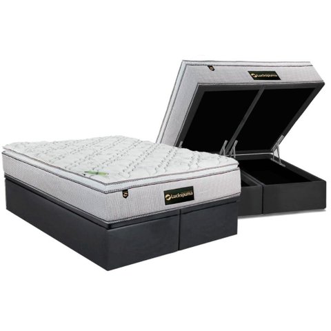 Conjunto Box Baú King: Colchão Espuma Luckspuma Bonnel Trade + Base Crc Suede Gray(193x203)