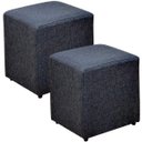 Ver imagem 1 de Kit 2 Puffs Quadrado Decorativo Sala de Estar Linho Chumbo