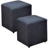 Kit 2 Puffs Quadrado Decorativo Sala de Estar Linho Chumbo - 1