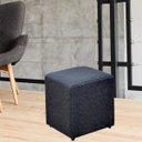 Ver imagem 2 de Puff Quadrado Decorativo Sala de Estar Linho Chumbo