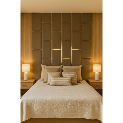 Cabeceira Estofada Adesiva Dominó com Fita 1,87 X 2,40m