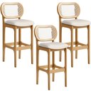 Ver imagem 1 de Kit 03 Banquetas Altas Para Cozinha Bancada Sala Tela Betta Fixa L02 Linho Cru - Lyam Decor