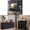 Ver imagem 3 de Conjunto Sala de Estar Painel TV 60" e 2 Aparadores Olívia Multimóveis Preto