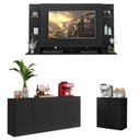 Ver imagem 2 de Conjunto Sala de Estar Painel TV 60" e 2 Aparadores Olívia Multimóveis Preto
