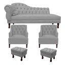 Ver imagem 1 de Divã Cancun 185 Direito + 2 Poltronas + 2 Puffs Cinza