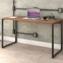 Ver imagem 2 de Kit 2 Mesas para Escritório Home Office Estilo Industrial Form 135cm Nogal - Lyam Decor