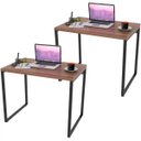Ver imagem 1 de Kit 2 Mesas para Escritório Home Office Estilo Industrial Form 90cm Nogal - Lyam Decor