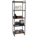 Ver imagem 5 de Kit Mesa De Escritório Industrial em L com Estante 5 Prateleiras Form 150x150 Nogal - Lyam Decor