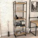 Ver imagem 3 de Kit Mesa De Escritório Industrial em L com Estante 5 Prateleiras Form 150x150 Carvalho - Lyam