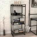 Ver imagem 3 de Kit Mesa Para Escritório com Estante 4 Prateleiras Industrial Form 150 cm Preto Onix - Lyam Decor