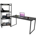 Ver imagem 1 de Kit Mesa Para Escritório com Estante 4 Prateleiras Industrial Form 150 cm Preto Onix - Lyam Decor