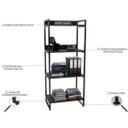 Ver imagem 7 de Kit Mesa Para Escritório com Estante 4 Prateleiras Industrial Form 150 cm Preto Onix - Lyam Decor