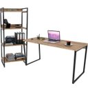 Ver imagem 1 de Kit Mesa Para Escritório com Estante 4 Prateleiras Industrial Form 150 cm Carvalho - Lyam Decor