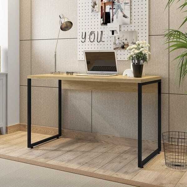 Mesa para Escritório e Home Office Industrial Soft F01 Nature Fosco - Lyam Decor - 2