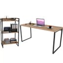 Ver imagem 1 de Kit Mesa Para Escritório com Estante Office Estilo Industrial Form 150 cm Carvalho - Lyam Decor