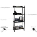 Ver imagem 7 de Kit Mesa Para Escritório com Estante 4 Prateleiras Industrial Form 135 cm Preto Onix - Lyam Decor