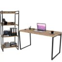 Ver imagem 1 de Kit Mesa Para Escritório com Estante 4 Prateleiras Industrial Form 135 cm Carvalho - Lyam Decor