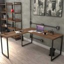 Ver imagem 2 de Mesa para Escritório Home Office Estilo Industrial em L Form 150x150cm - Lyam Decor