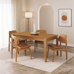 Kit Mesa de Jantar Extensível Retangular Tarsila e 4 Cadeiras Jandaia CabeCasa MadeiraMadeira - 2