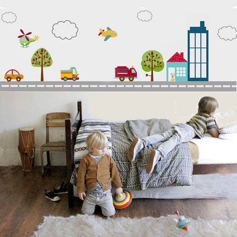 Adesivo de Parede Infantil Transportes na Cidade