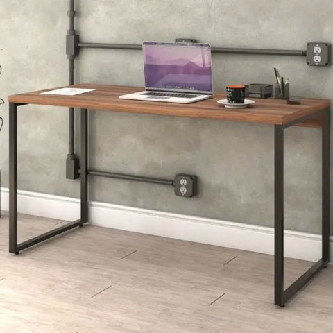 Mesa para Escritório Home Office Estilo Industrial Form 135cm Nogal - Lyam Decor