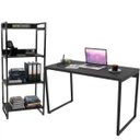 Ver imagem 1 de Kit Mesa Para Escritório com Estante 4 Prateleiras Industrial Form 120 cm Preto Onix - Lyam Decor