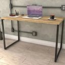 Ver imagem 2 de Kit Mesa Para Escritório com Estante 4 Prateleiras Industrial Form 120 cm Carvalho - Lyam Decor